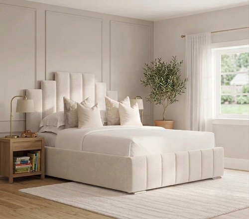 Crown panel bed frame - panel, plush