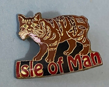 Vintage Rare Original Tabby Isle of Man Manx Cat Enamel Lapel Pin Badge Whiskers