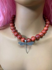 Red Sponge Coral Bead Necklace