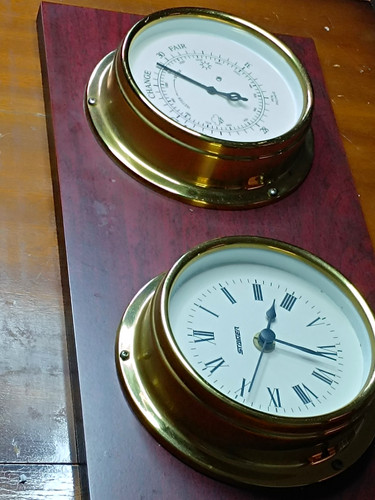 Brass aneroid barometer - brass, &