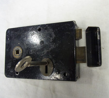 Vintage Union Rim Lock with Key 15cm x 11cm x 2.5cm and Keep.  Key 10cm