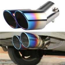 63mm Car Tailpipe Twin Exhaust Tip End Chrome Trim Double Tail Pipe Rear Muffler