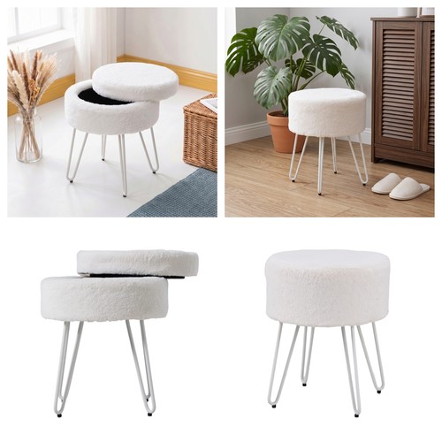 Faux fur stool - fur, ribbed