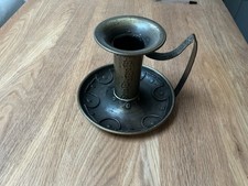 ARTS & CRAFTS Vintage Metal Rustic medieval looking Handled Candle Holder