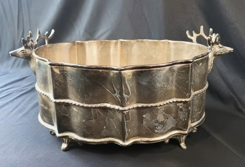 Vtg silver plate stag head - silver,