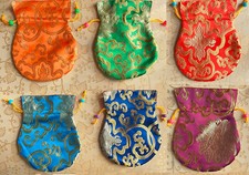 Nomadic Traditional Ritual Colourful Silk Mala Beads Bag Pouch Gift Bag