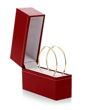 14K Real Solid Gold Shiny Polished Large Round Creole Hoop Earrings Large Sizes