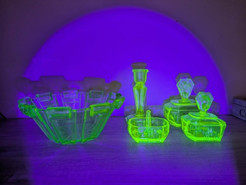 Uranium green glass vanity - uranium,