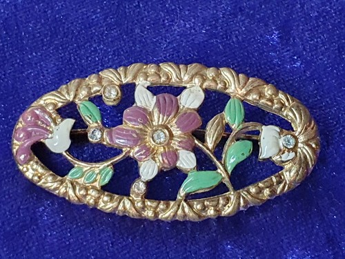 Vintage enamel floral brooch - floral,