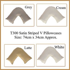 TC300 Satin Stripe V Shape Pillowcase 100% Egyptian Cotton for Neck Back Support