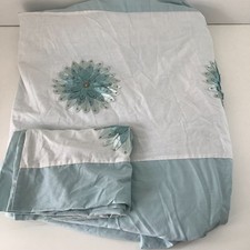 BHS Double Duvet Cover Set Floral Embroided  Blue White 1 Pillowcase 
