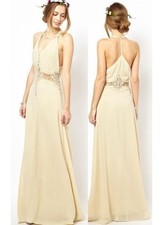 JARLO Siobhan cream ivory full length lace insert maxi dress 12 summer wedding