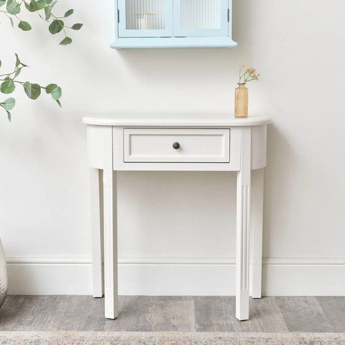 Ivory half moon table - half,