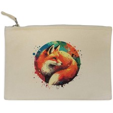 'Red Fox' Canvas Clutch Bag /