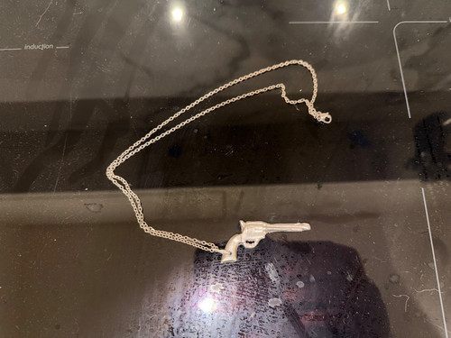 Pewter revolver gun - , pendant