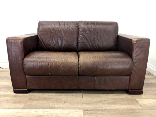 Sofa seater brown leather - sofa,