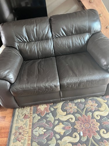 Black leather seater sofa - 2-seater,
