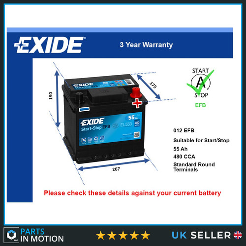 Efb car battery fits abarth - battery,
