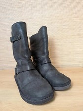 Ugg Australia Size 5.5 Shearling Lined Black Leather Kensington Biker Boots