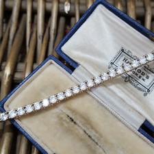 Qvc Diamonique 925 Sterling Silver Tennis Bracelet, Sparkly Simulated Diamonds 