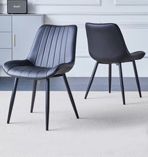 Dining Chairs, 2 Black Bonded