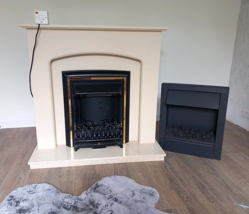 Fireplace wall mdf ivory - fireplace,