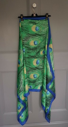 Ladies green blue scarf gold - ladies,