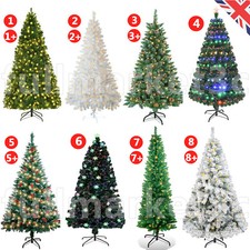Artificial Christmas Tree Pre Lit/Fiber Optic/LED Lights/Snowy Xmas Decorations