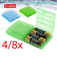 4/8x AA AAA Battery Batteries Storage Case Clear Holder Box Hard Plastic 5 Grid