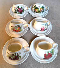 6 x Portmeirion Pomona Tea Cups And Saucers Orchard Fruit