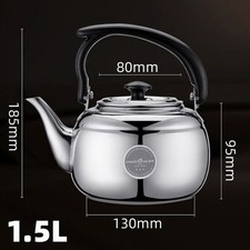 1L/1.5L Stainless Steel Tea Kettle Stove Top Kettle Metal Teapot Kitchen UK