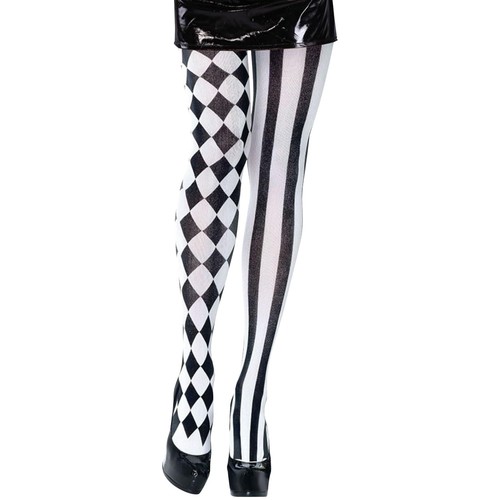 Black and white striped - black,