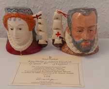 ROYAL DOULTON QUEEN ELIZABETH 1 & KING PHILIP OF SPAIN CHARACTER JUGS D6821/2