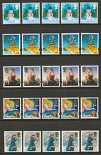 25 x 2nd CLASS, UNFRANKED XMAS STAMPS, OFF PAPER, NO GUM. EXCELLENT CONDITION.