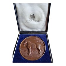 1924 Clydesdale Horse Society Equestrian Large Bronze Cased Medal / Medallion