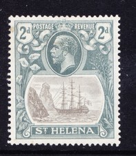 ST HELENA GV 1923 SG100a 2d variety broken main mast lightly mounted mint cv£160
