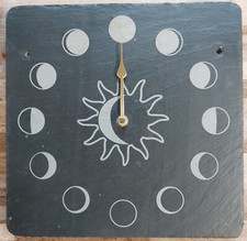 Moon Phase Lunar Slate Clock - Etched in Cornwall