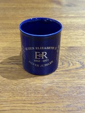 Queen Elizabeth II Silver Jubilee Commemorative Blue Mug. 1952-1977