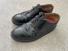 Grenson Archie Black Brogues, Rubber Wedge Sole, Black, Size 8
