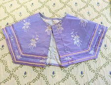 Antique Toile de Jouy Lilac Watered Silk Fabric Cape Collar