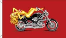 Girl on Motorcycle Polyester 5'x3' Flag