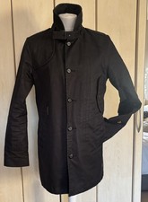 G-Star Raw Black Denim Decoy Garber Trench Coat Waxed Cotton Canvas Men's Size M