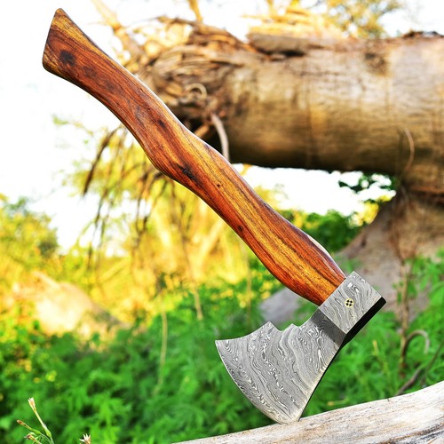 Hand forged damascus steel axe - damascus,
