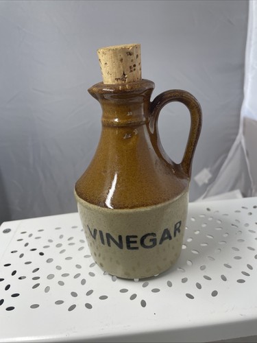 Vintage pottery vinegar jug - vintage,