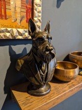Schnauzer Bust Statue Antique