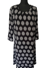 Adini black dress size 16 3/4 sleeve round neck cotton womens