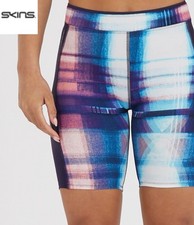 Skins Womens A200 Compression Half Tights Running Yoga Gym Shorts Blue RRP £60