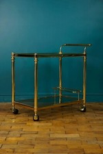 Mid Century smoked glass & brass drinks trolley / bar cart c.1970s