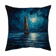 Oil Painting Nautical Sailboat Throw Pillow Case Ocean Sea Wave Cushion Covers