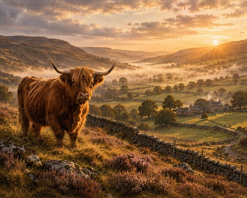 Highland cow wall art - print, a4